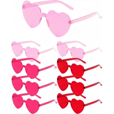 ZHANGBY 9 Pairs Heart Sunglasses Trendy Transparen...
