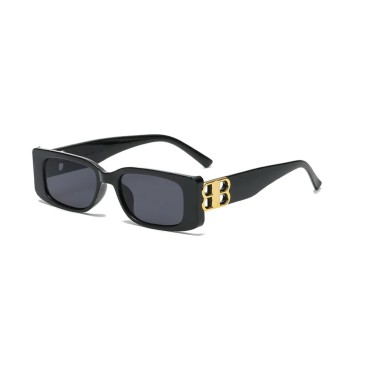 DUPER Black Rectangle Sunglasses Womens Trendy- Sunglasses - Mob Wife Aesthetic Black Sunglasses Woman, Designer Y2k Sunglasses For Womens From
