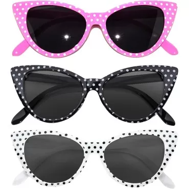 3 pairs of Cat Eye Sunglasses Plastic Pink White B...
