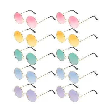 Blulu 10 Pairs John Hippie Sunglasses Retro Round ...