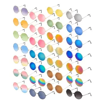 Blulu 28 Pairs Round Hippie Sunglasses Colored Dis...