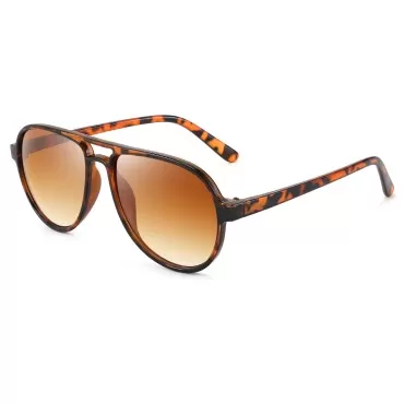 YuJian Retro Square Aviator Sunglasses Womens Mens 70s Retro Trendy Double Bridge Sun Glasse YJ3025, Leopard/Brown