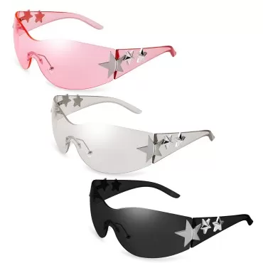 3 Pairs Y2K Sunglasses for Women Men Trendy Shield...