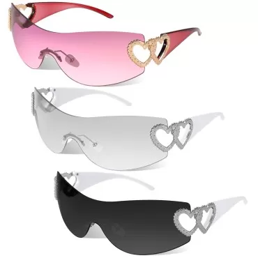 3 Pcs Y2K Rimless Sunglasses Women Men, Y2k Glasse...