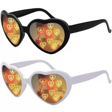 2 Pack Heart Sunglasses Heart Effect Diffraction G...