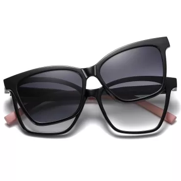 weiyuchen TR90 Magnetic Clip on Sunglasses Polarized Sun Glasses Clips Multifunctional Driving Eyeglasses, black