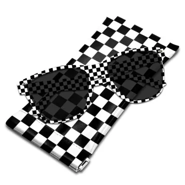 Miwasion Classic Polarized Square Sunglasses for Trendy Cute Women with UV Protection,Classic Sunglasses for Woman, Men and Girls(Black-Checkered)