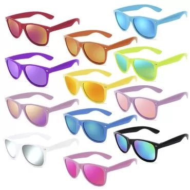 Men and Women's Retro Rewind Neon 80s Sunglasses 12 Packs, Colorful Frames with Reflective Mirrored Lenses?UV400
