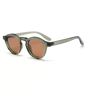 Unisex Polarized Sunglasses Retro Women Tr90 Round Sun Glasses Men Uv400 Sun Shades Circle Frame Decoration, Green With Brown