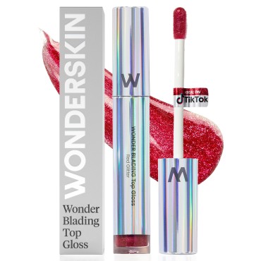 Wonderskin Lip Gloss Blading Top Gloss Red Glitter...
