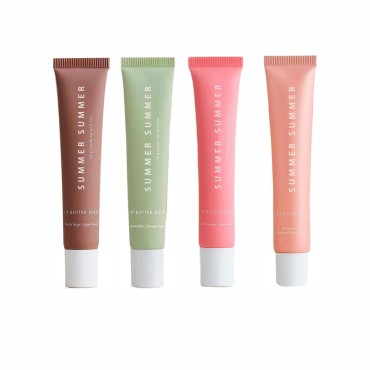Summer 4 Pack Lip Balm Lip Balms & Moisturizers -Deep Friday Conditioning & Nourishment (Pink Sugar, Birthday Cake, Sweet Mint, Vanilla Beige, 15g)