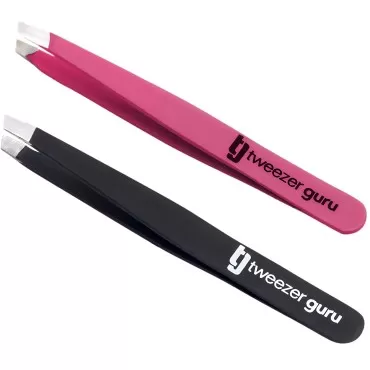 2-Pack Slant Tip Stainless Steel Tweezers for Eyeb...