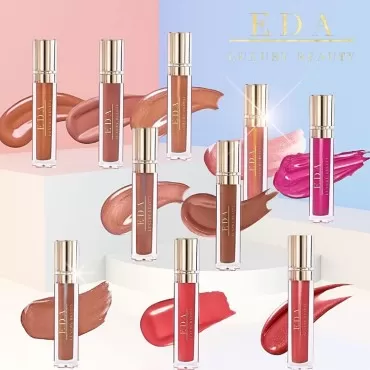 EDA LUXURY BEAUTY LOVE ROSE PEACHY PINK DIAMOND SHINE LIP GLOSS Full Coverage High Pigmented Creamy Color Super Shiny Professional Makeup Long Lasting Liquid Lipstick