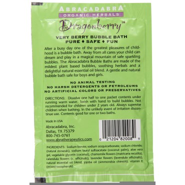 Abracadabra Organic Herbals Bubble Bath, Dragonber...