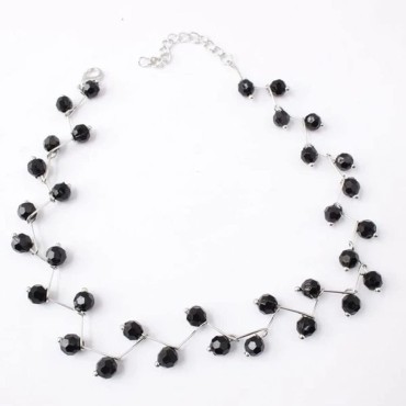 Asphire Bohemian Vintage Black Crystal Choker Necklace Black Beaded Wave Necklace Boho Collar Necklace Prom Party Festival Accessories for Women Tens Girls (Style 3)