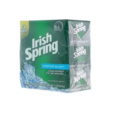 Irish Spring Moisture Blast Deodorant Bar Soap, 3.75 oz bars, 3 ea (Pack of 2)