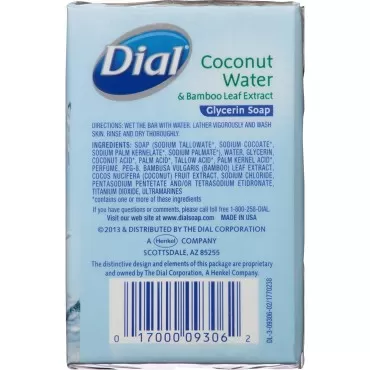 Dial Glycerin Bar Soap, Coconut Water, 4-Ounce Bars, 3 Count (Pack of 6)