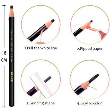 6 Piece Black Colour Waterproof Eyebrows Pencil Ta...