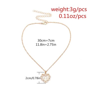 Edary Heart Necklace Cross Pendant Necklaces Gold Jewelry Accessories for Women and Girls.