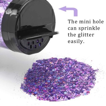 ELABEST Holoqraphic Craft Glitter Bling Sequins 3.5ounce Sparkly Paillette for Crafts, Body Art, Make up, Decoration, Handmade Accessories (Purple)