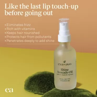 Eva + Avo Avocado Oil for Hair - Hydrating Hair Oil with Avocado and Castor Oil - Paraben and Sulfate-Free - Reduces Frizz and Restores Shine - 2 Fl Oz