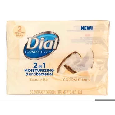 Dial Complete Beauty Bar Soap - 2 in 1 Moisturizing & Antibacterial - Coconut Milk - 2 Count 3.2 OZ Beauty Bars Per Package - Pack of 3 (Packaging may vary)