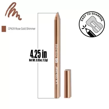 L.A. COLORS Pick 1 Neon Gel Eyeliner Long Wear n Intense Color Eye Liner Pencil + Free Zipper Bag (CP639 Rose Gold Shimmer)