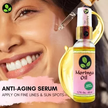 Moringa Energy Life Moringa Oil 1.7 oz, 100% Pure Cold Pressed, Food Grade Edible, Use to Rejuvenate, Moisturize Your Face, Body, Skin Hair care oil, 50 ml