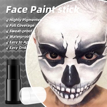 1oz Face Body Paint Oil Stick - Non-toxic Cream Blendable Foundation Makeup Sticks Halloween Face Body Eye Paint Skeleton Ghost Cosplay Costume Professional SFX Corpse Special Effects - Black