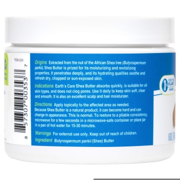 Earth's Care Shea Butter - 100% Pure Natural African Shea Butter for Body, Hair and DIY Projects 6 OZ