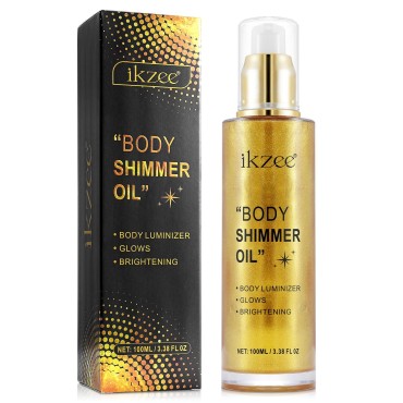 PEDSCBG Body Shimmer Oil-Body Luminizer,Lasting Moisturizing High Glossy for Face & Body, Body Glitter Oil is A Must-Have for Partying and Dating Outdoors (Gold)