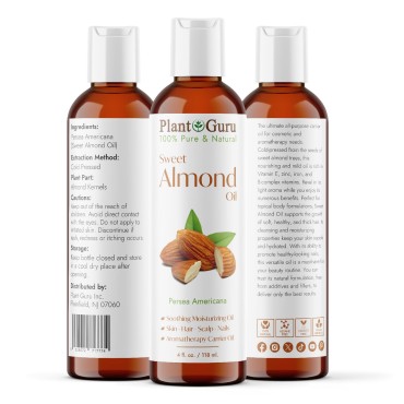 Carrier Oil Variety Set 4 oz. Cold Pressed 100% Pure Natural Sweet Almond, Avocado, Coconut Fractionated, Grapeseed. for Aromatherapy Essential Oils, Skin & Hair Growth, Moisturizer, Body Massage.