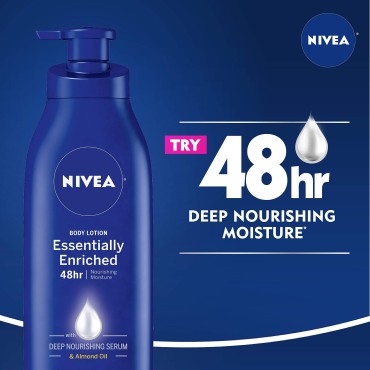 NIVEA Essentially Enriched Body Lotion, 48 Hour Moisture For Dry to Very Dry Skin, 2.5 Fl Oz