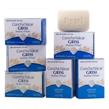Grisi Concha Nacar Soap, Cleansing Bar Soap with Mother of Pearl, Assists you in Moisturizing, Exfoliating and Non-Comedogenic, 6 Pack of 3.5 Oz each, 6 Bar Soaps