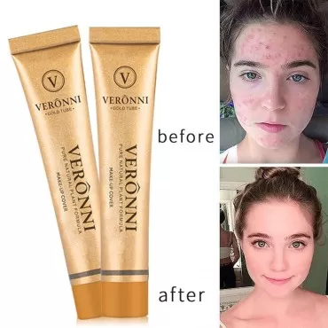 VERONNI Full Coverage Make-Up Cover Waterproof Hypoallergenic Tattoo Cover Up Concealer High Cover Foundation For Dark Eye Circle Acne Scar (208)