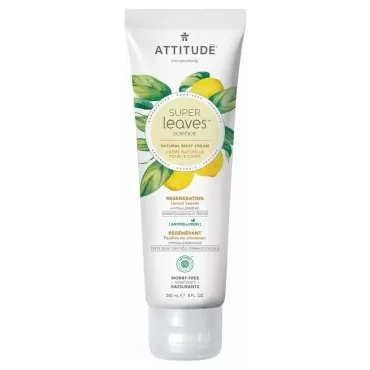 ATTITUDE Body Cream, EWG Verified, Dermatologically Tested, Plant- and Mineral-Based, Vegan Beauty Products, Regenerating, Lemon Leaves, 8 Fl Oz