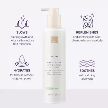 EUROPEAN WAX CENTER Slow Hair Growth Aloe Body Lotion, Lightweight Hydrating & Moisturizing Cream, Vitamin E for Firming & Smoothing, Soothing Aloe Vera, Dry Skin Moisturizer, 6.6oz