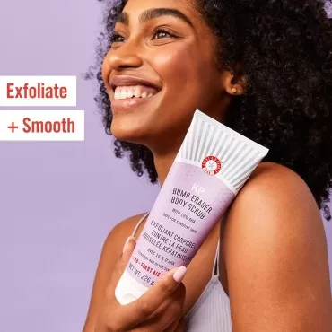 First Aid Beauty KP Bundle: KP Bump Eraser Body Scrub with 10% AHA - 8 oz - and KP Smoothing Body Lotion - 6 oz
