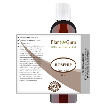 Rosehip Oil 4 oz. Refined and Deodorized 100% Pure Natural - Skin, Body And Face. Great for Hair Growth & More!