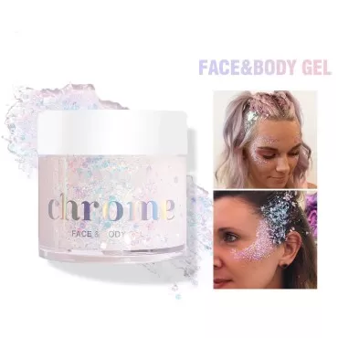 MAEPEOR Holographic Body Glitter Gel 4 Colors Long Lasting Chunky Glitter Gel Color Changing Glitter Gel Under Light for Body Face Hair Makeup ((Colors H06))