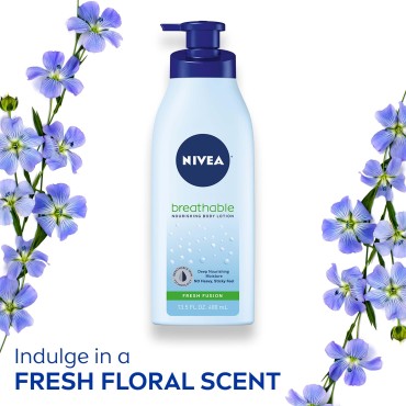 NIVEA Breathable Nourishing Body Lotion Fresh Fusion - No Sticky Feel, Dry To Very Dry Skin, 13.5 Ounce
