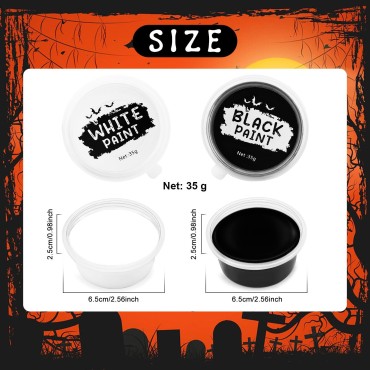 Black & White Face Paint Set (1.25 oz Each) - Professional High Pigment Oil-Based Makeup Kit for Halloween SFX, Clown, Joker, Skeleton Cosplay - Body & Face Costume Party Accessory for Kids Adults