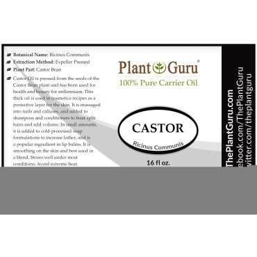 Castor Oil 16 fl. oz. Unrefined, 100% Pure Natural Hexane-Free, USP Grade, Hair Growth, Eyebrows and Eyelashes. Skin, Face and Body Moisturizer.