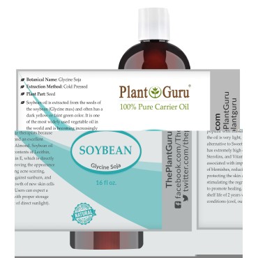 Soybean Oil 16 oz Carrier 100% Pure Natural For Skin, Body, Face, and Hair Growth. Great For Creams, Lotions, and Lip balm.