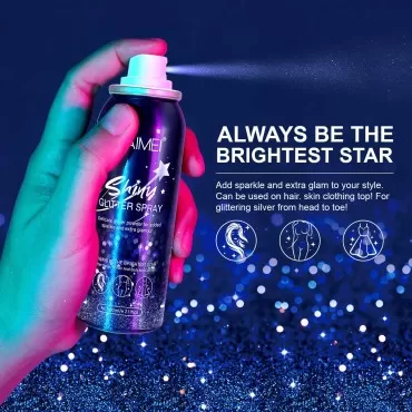 FUKEVY Hair Glitter spray,Instant Glitter Spray | 60ml Body Glitter | Easy to Apply, Glitter for Body, Face and Hair |Waterproof and Long-Lasting | Festival Cosmetic for Prom,Festival Rave,Stage