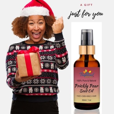 Tropical Holistic Organic Prickly Pear Cactus Seed Oil (Barbary Fig) 1 oz 100% Pure Virgin, Cold Pressed, All Natural Face, Dry Skin & Body Moisturizer and Damaged Hair Treatment