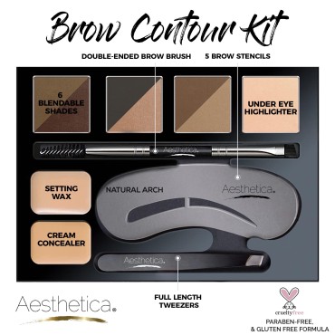 Aesthetica Brow Contour Kit 16-Piece Eyebrow Makeu...