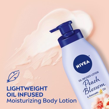 NIVEA Oil Infused Peach Blossom and Avocado Oil Body Lotion, Body Lotion for Dry Skin, 16.9 Fl Oz Pack of 3