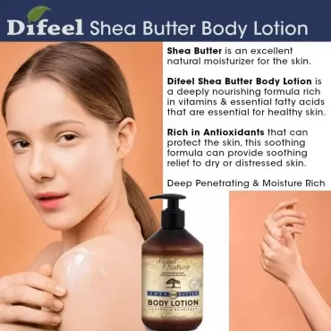 Difeel Nature Moisturizing Body & Hand Lotion - Shea Butter 16.9 ounce (4-PACK)