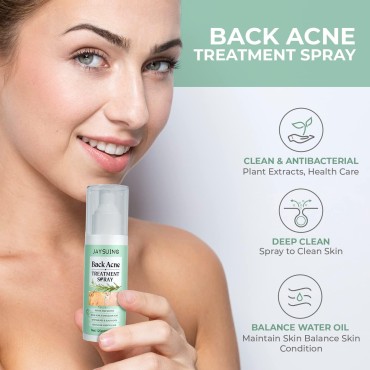 3 Pack Back Acne Treatment, Back Acne Spray, 2% Salicylic Acid Spray, Body Acne Treatment with Herbal Formula, Body Acne Spray, Tea Tree Oil Spray, Acne Treatment For Teens, Back Acne Solution